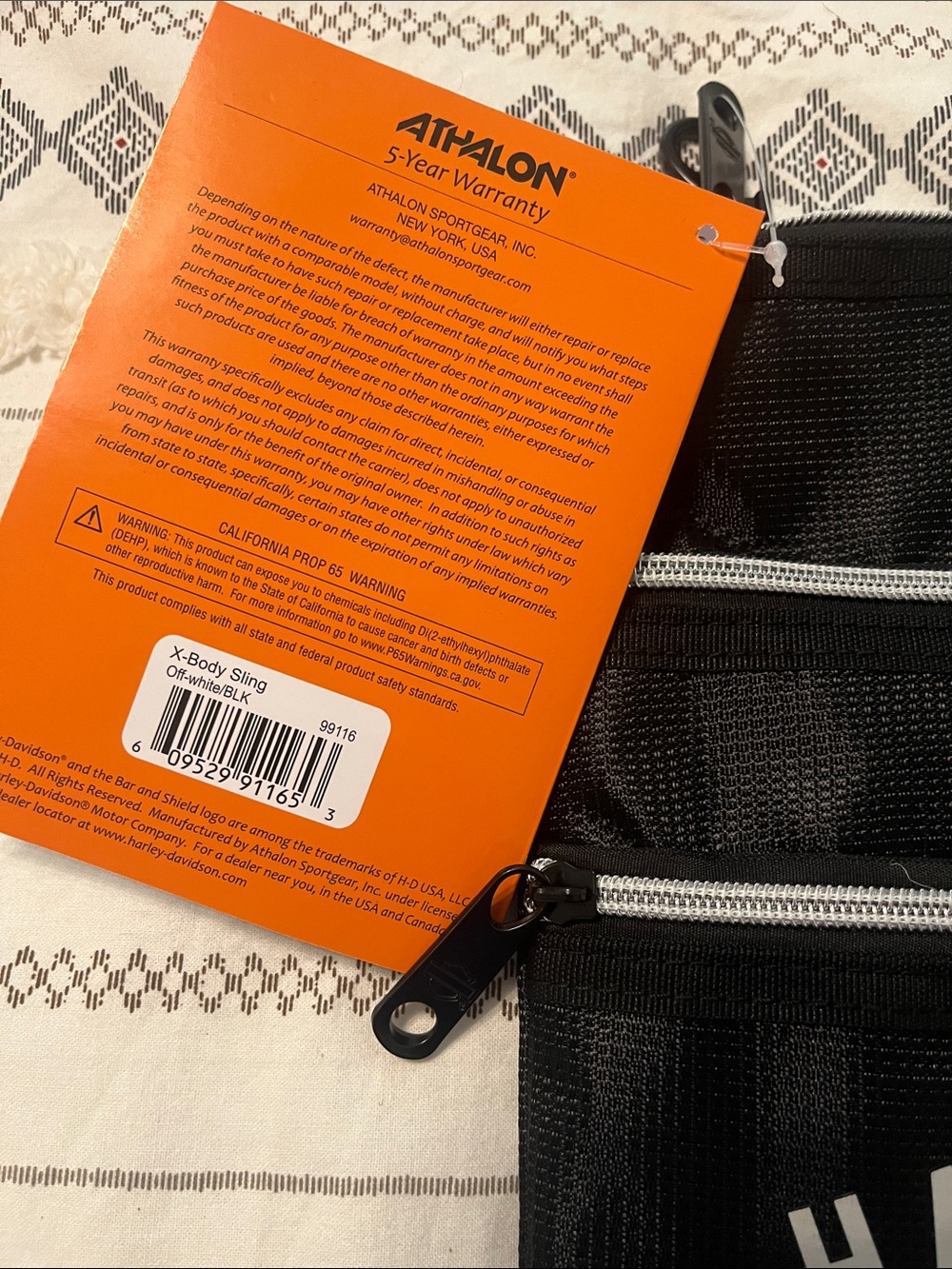 Harley-Davidson Black Triple Zip Belt Bag with White Logo - Picture 4 of 7